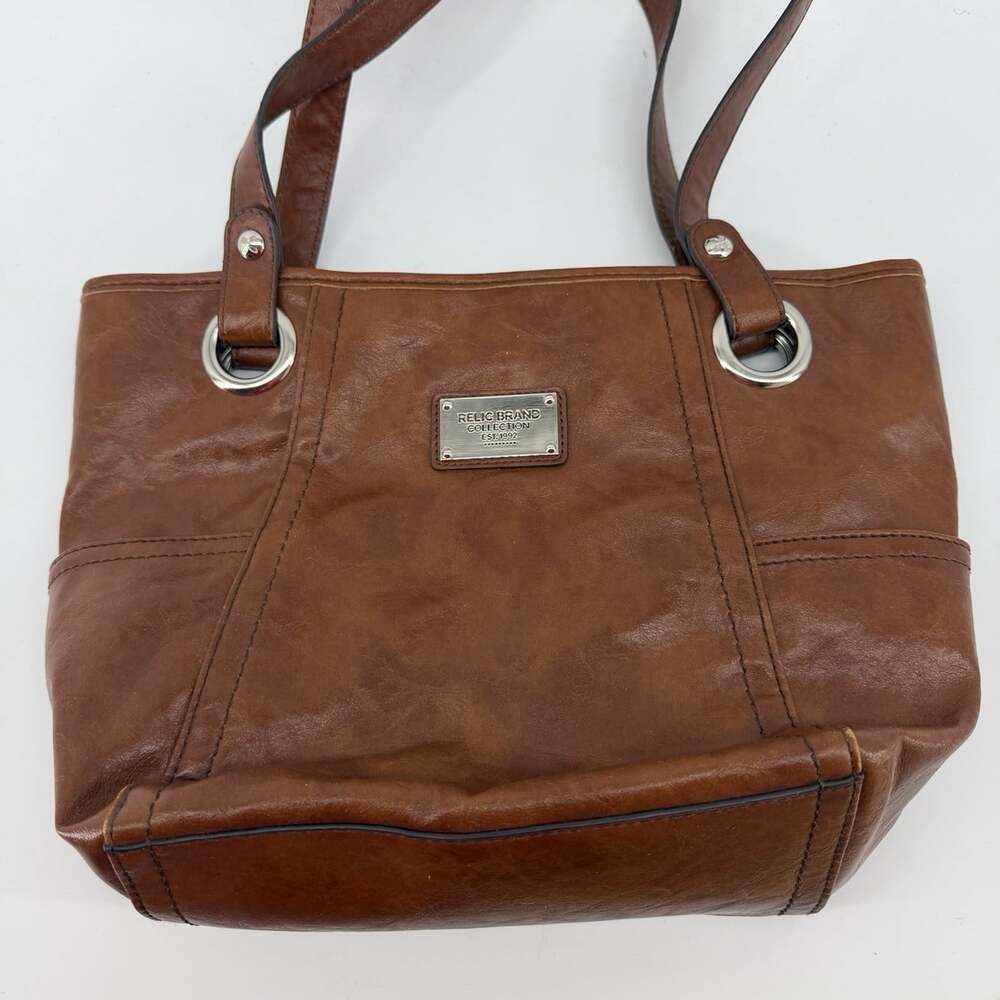 Relic Brand Collection Brown Handbag Shoulder BagPurse Side Pockets Snap Closure
